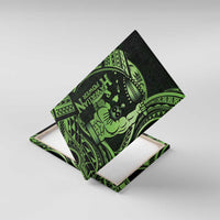 Green Hawaii Ikaika Warrior Canvas Wall Art Hawaiian Power LT14 With Frame Green - Polynesian Pride