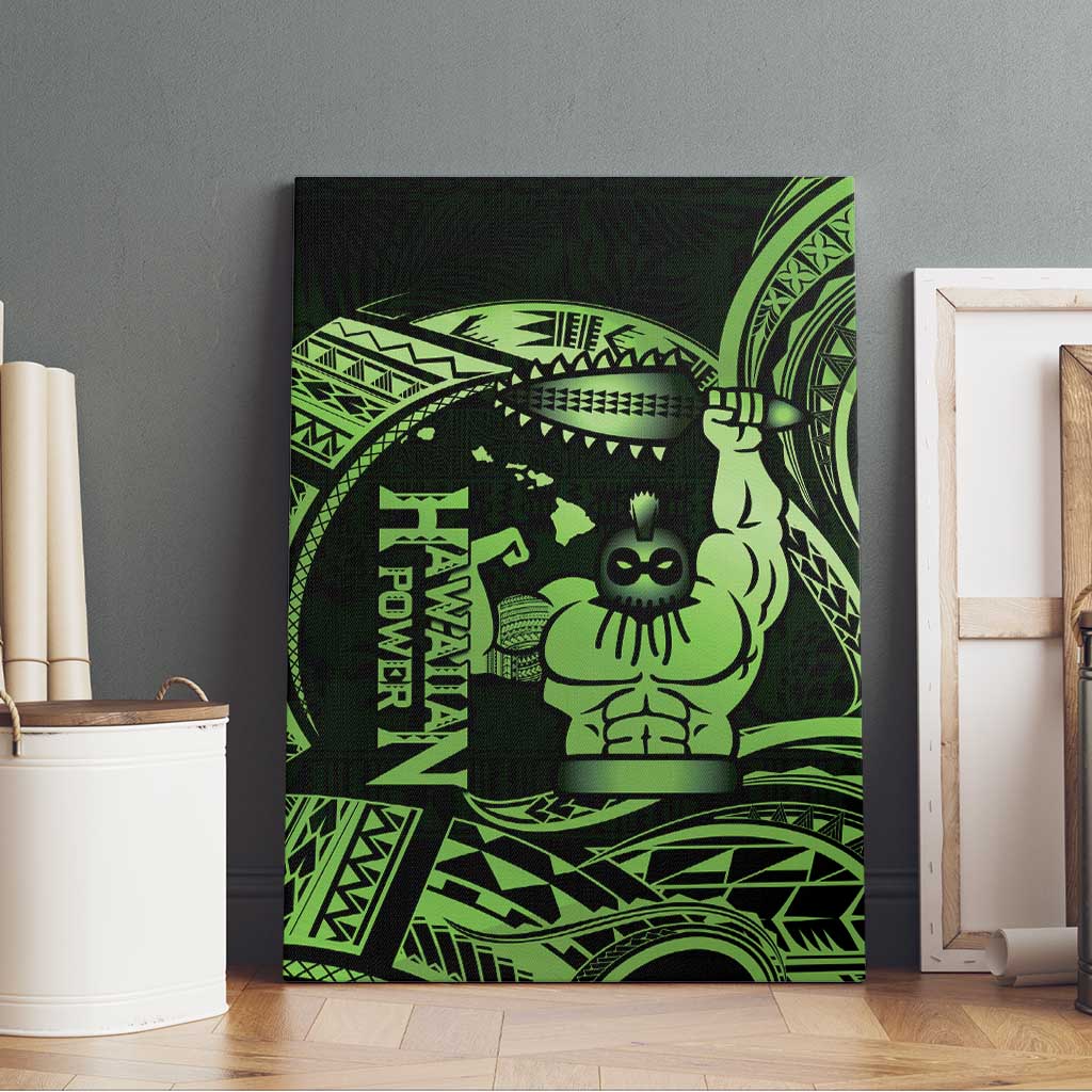 Green Hawaii Ikaika Warrior Canvas Wall Art Hawaiian Power LT14 - Polynesian Pride