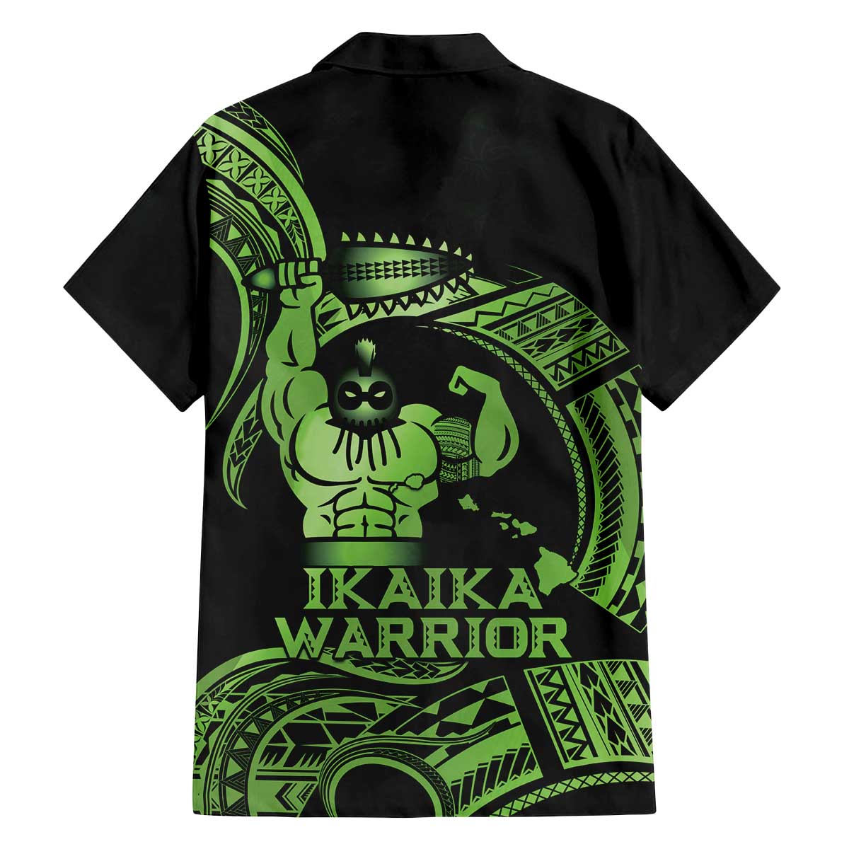 Green Hawaii Ikaika Warrior Family Matching Off The Shoulder Long Sleeve Dress and Hawaiian Shirt Hawaiian Power