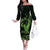 Green Hawaii Ikaika Warrior Family Matching Off The Shoulder Long Sleeve Dress and Hawaiian Shirt Hawaiian Power