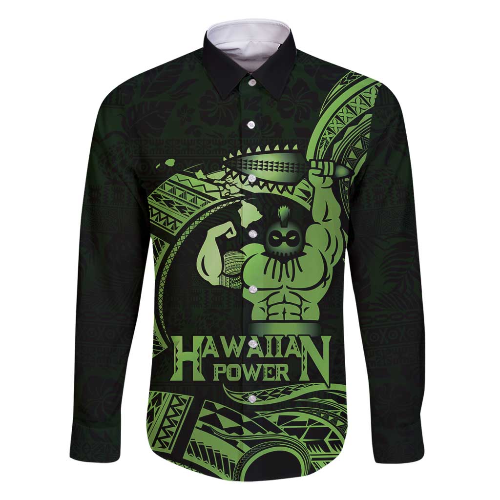 Green Hawaii Ikaika Warrior Family Matching Off Shoulder Maxi Dress and Hawaiian Shirt Hawaiian Power