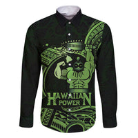 Green Hawaii Ikaika Warrior Family Matching Off Shoulder Maxi Dress and Hawaiian Shirt Hawaiian Power