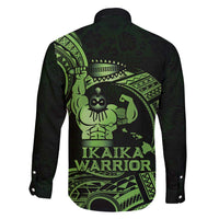 Green Hawaii Ikaika Warrior Family Matching Off Shoulder Maxi Dress and Hawaiian Shirt Hawaiian Power
