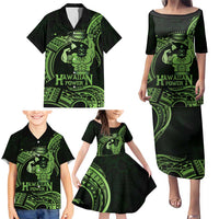 Green Hawaii Ikaika Warrior Family Matching Puletasi and Hawaiian Shirt Hawaiian Power LT14 - Polynesian Pride