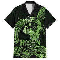 Green Hawaii Ikaika Warrior Family Matching Puletasi and Hawaiian Shirt Hawaiian Power LT14 Dad's Shirt - Short Sleeve Green - Polynesian Pride