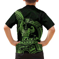 Green Hawaii Ikaika Warrior Family Matching Short Sleeve Bodycon Dress and Hawaiian Shirt Hawaiian Power LT14 - Polynesian Pride