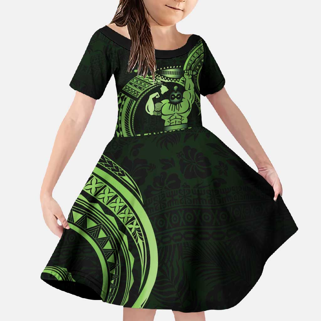 Green Hawaii Ikaika Warrior Family Matching Summer Maxi Dress and Hawaiian Shirt Hawaiian Power