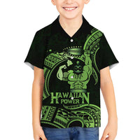 Green Hawaii Ikaika Warrior Family Matching Tank Maxi Dress and Hawaiian Shirt Hawaiian Power