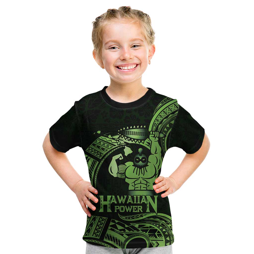 Green Hawaii Ikaika Warrior Kid T Shirt Hawaiian Power LT14 Green - Polynesian Pride