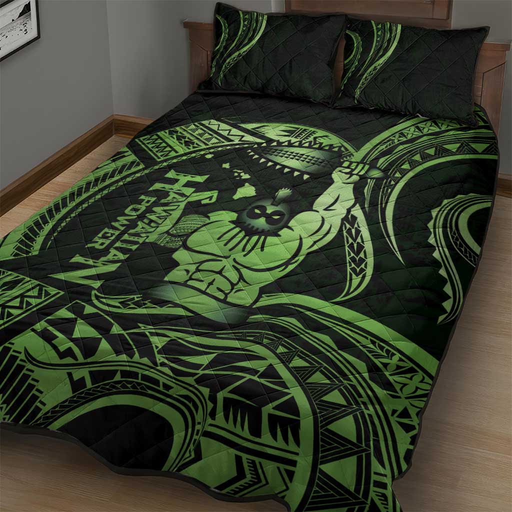 Green Hawaii Ikaika Warrior Quilt Bed Set Hawaiian Power