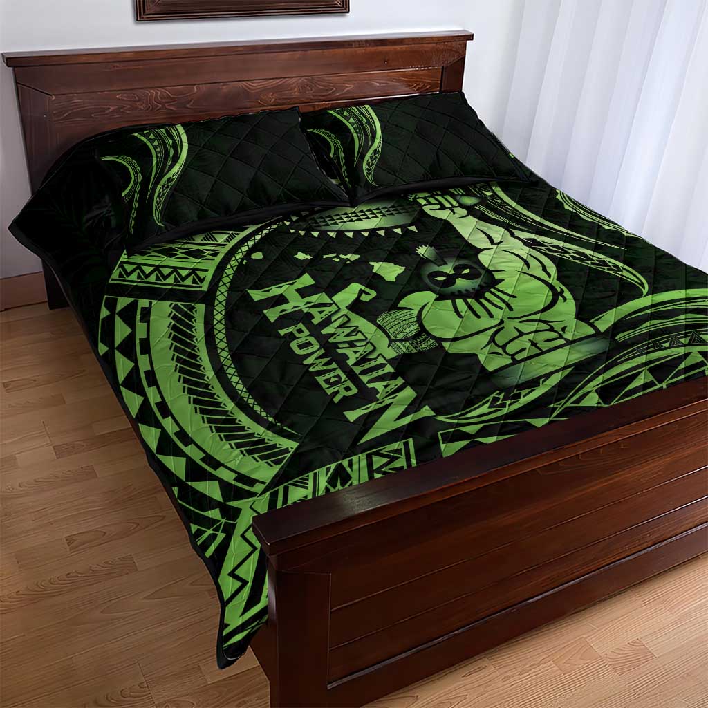 Green Hawaii Ikaika Warrior Quilt Bed Set Hawaiian Power