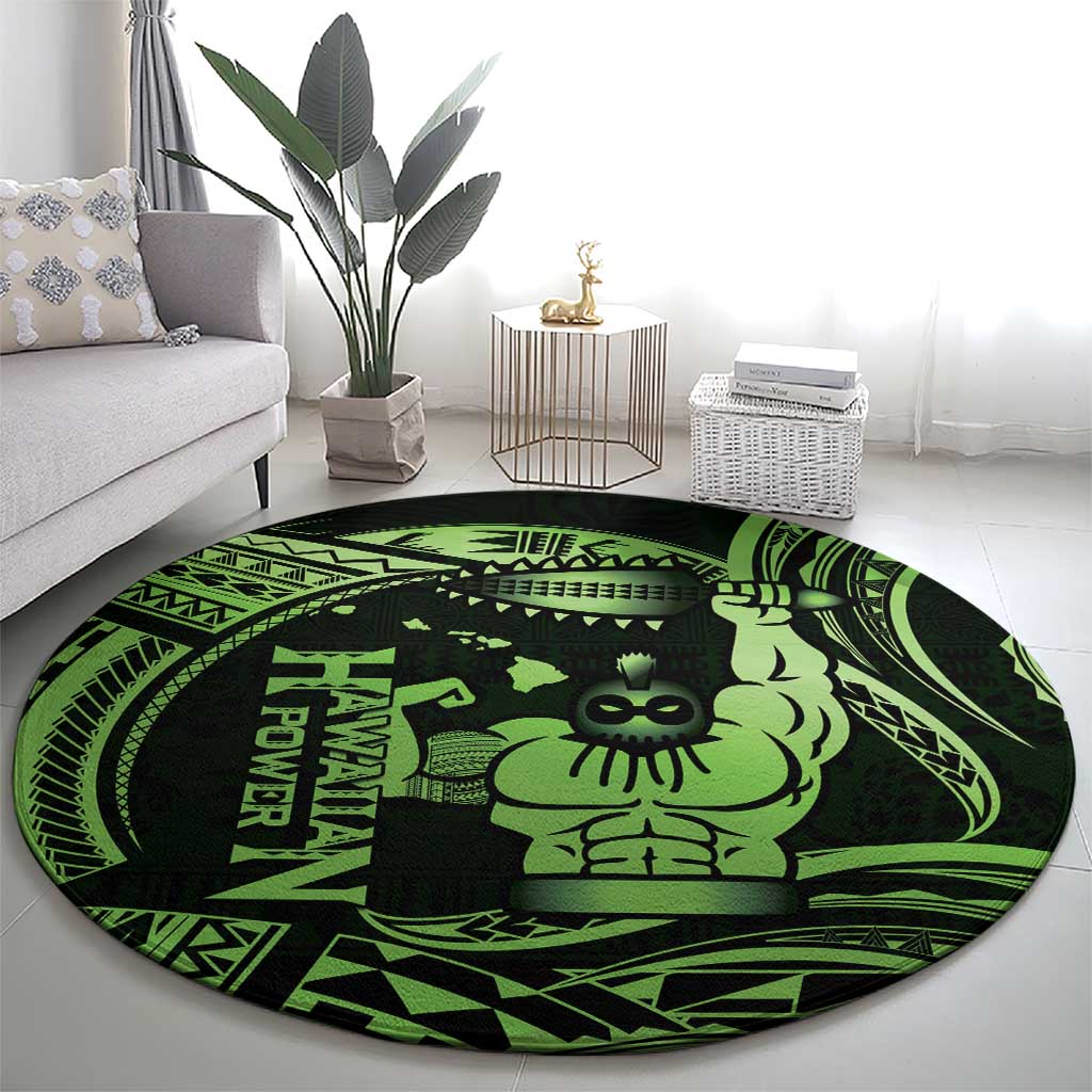 Green Hawaii Ikaika Warrior Round Carpet Hawaiian Power LT14 - Polynesian Pride
