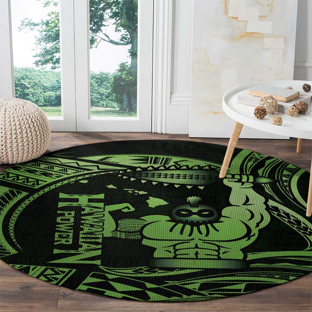 Green Hawaii Ikaika Warrior Round Carpet Hawaiian Power LT14 - Polynesian Pride