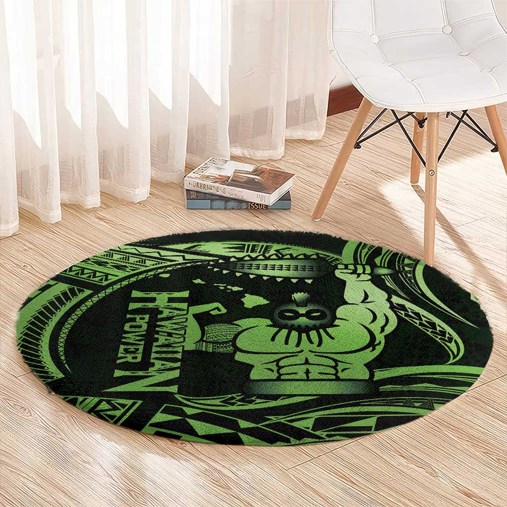 Green Hawaii Ikaika Warrior Round Carpet Hawaiian Power LT14 - Polynesian Pride