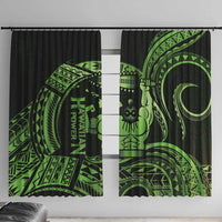 Green Hawaii Ikaika Warrior Window Curtain Hawaiian Power LT14 With Hooks Green - Polynesian Pride