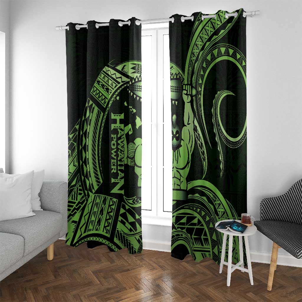 Green Hawaii Ikaika Warrior Window Curtain Hawaiian Power LT14 With Grommets Green - Polynesian Pride