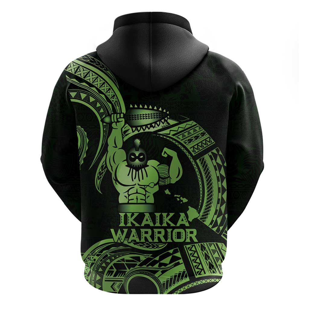 Green Hawaii Ikaika Warrior Zip Hoodie Hawaiian Power LT14 - Polynesian Pride