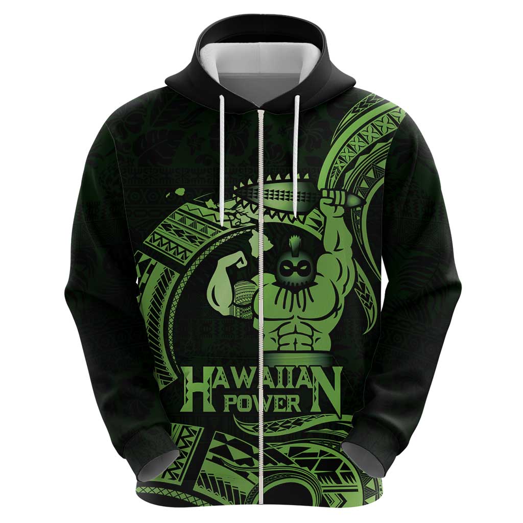Green Hawaii Ikaika Warrior Zip Hoodie Hawaiian Power LT14 - Polynesian Pride