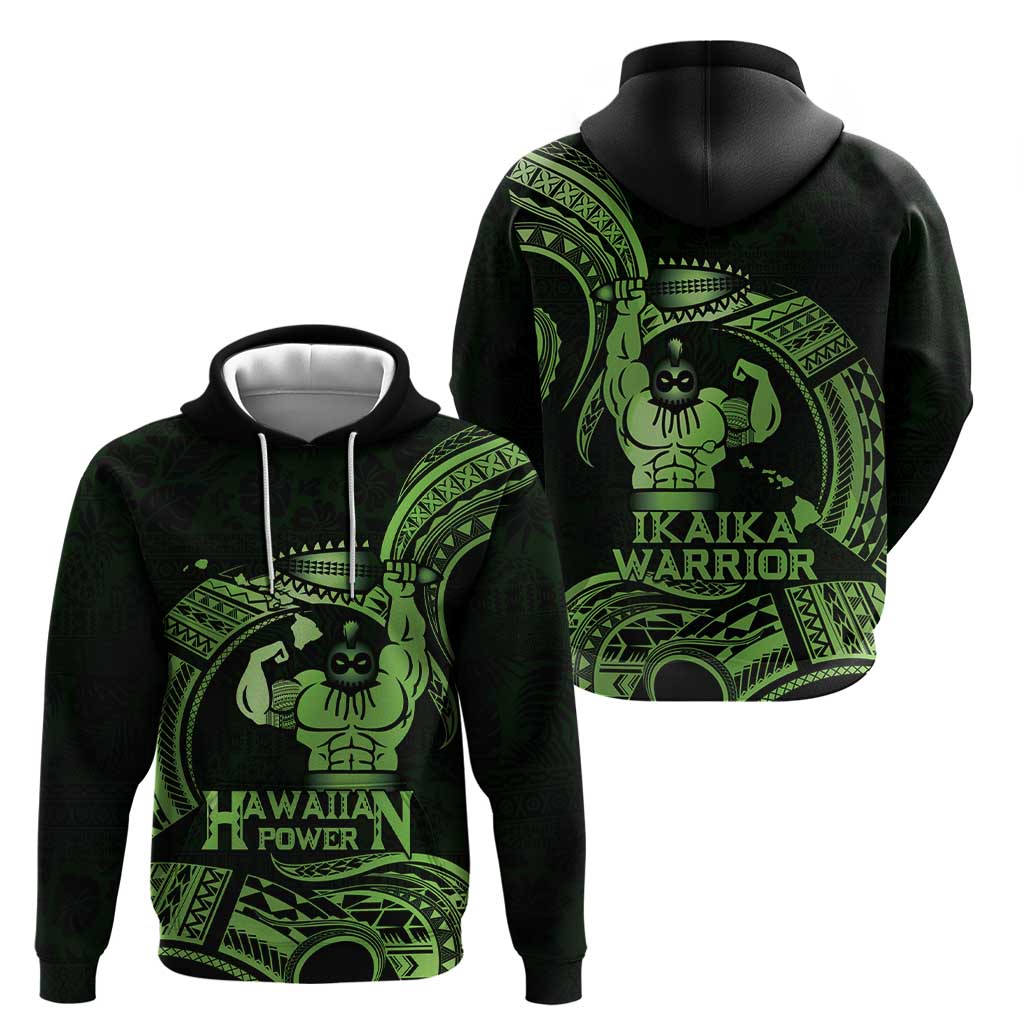 Green Hawaii Ikaika Warrior Zip Hoodie Hawaiian Power LT14 - Polynesian Pride