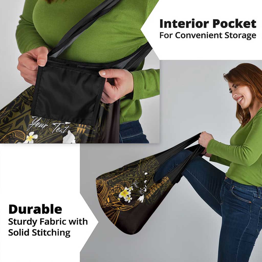 Personalised Hawaii King Kamehameha Day Grocery Bag Plumeria With Kakau Pattern - Gold