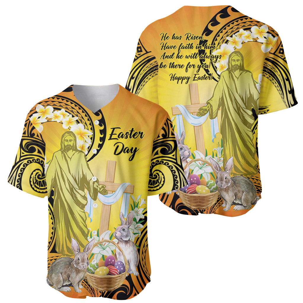 Polynesia Easter Day Baseball Jersey He Is Risen Lilium Longiflorum Polynesian Pattern LT14 - Polynesian Pride