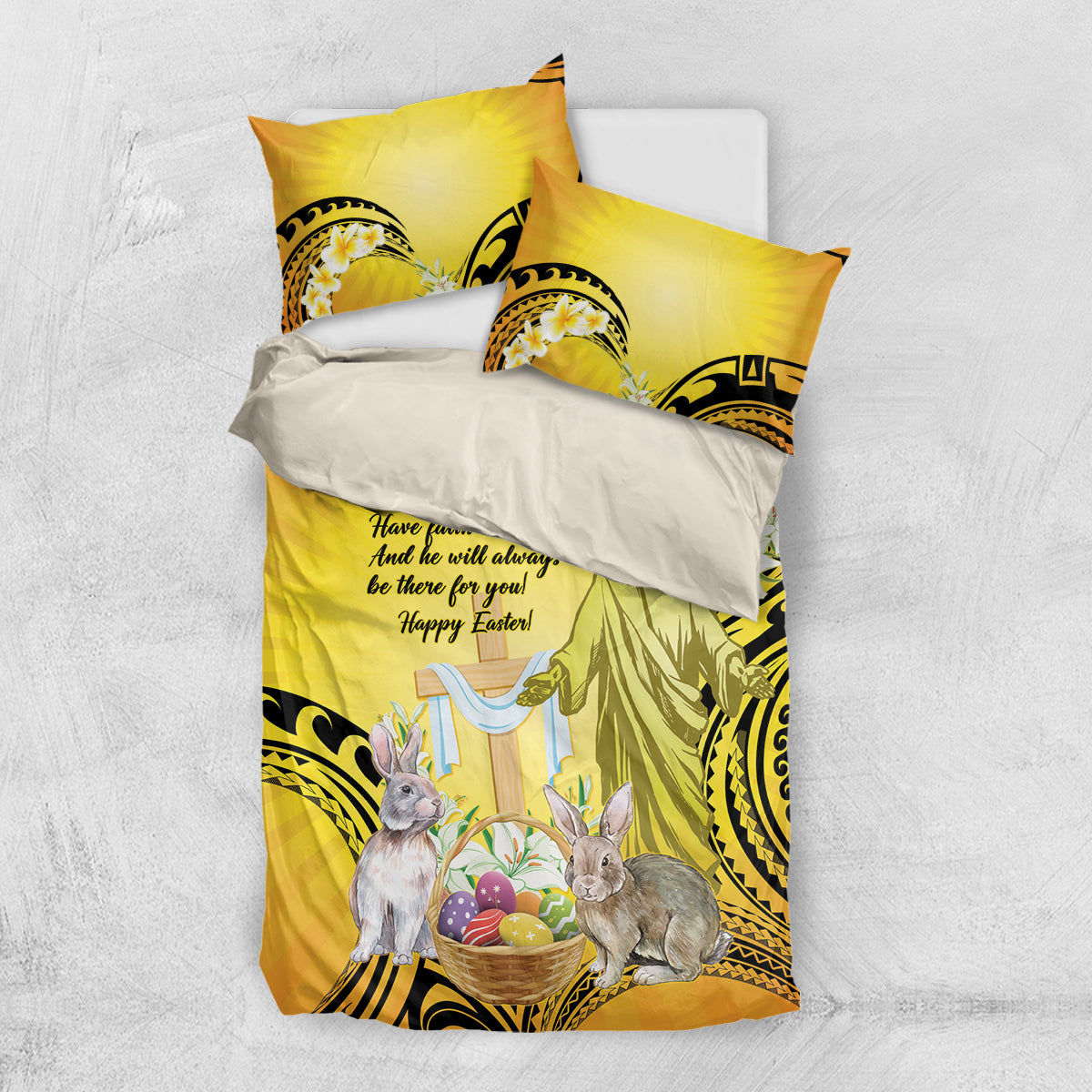 Polynesia Easter Day Bedding Set He Is Risen Lilium Longiflorum Polynesian Pattern