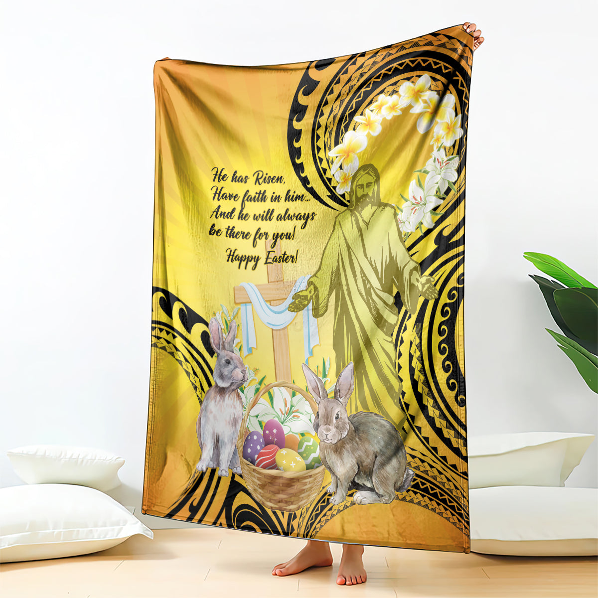 Polynesia Easter Day Blanket He Is Risen Lilium Longiflorum Polynesian Pattern