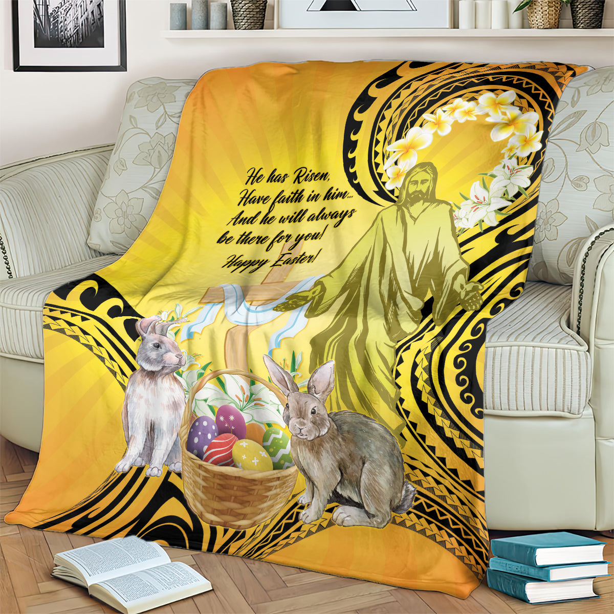 Polynesia Easter Day Blanket He Is Risen Lilium Longiflorum Polynesian Pattern