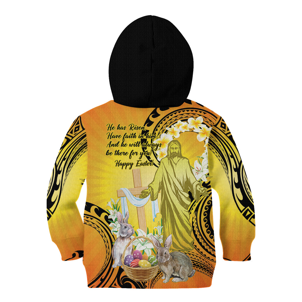 Polynesia Easter Day Kid Hoodie He Is Risen Lilium Longiflorum Polynesian Pattern