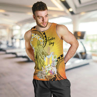 Polynesia Easter Day Men Tank Top He Is Risen Lilium Longiflorum Polynesian Pattern LT14 Gold - Polynesian Pride