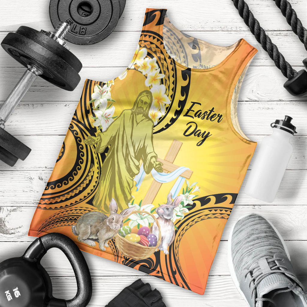 Polynesia Easter Day Men Tank Top He Is Risen Lilium Longiflorum Polynesian Pattern LT14 - Polynesian Pride