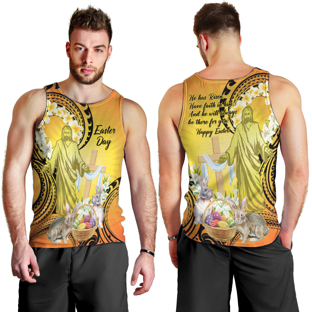 Polynesia Easter Day Men Tank Top He Is Risen Lilium Longiflorum Polynesian Pattern LT14 - Polynesian Pride