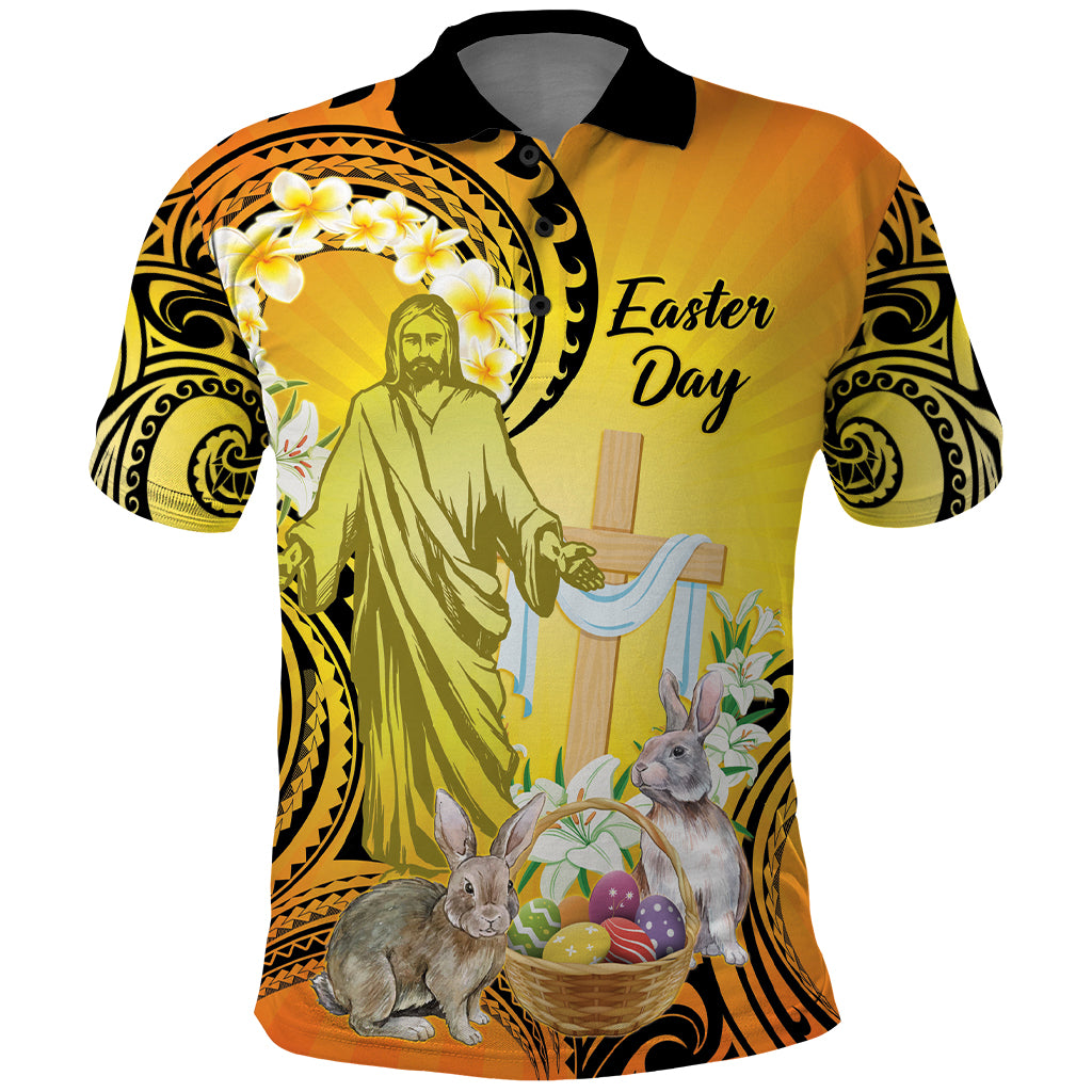 Polynesia Easter Day Polo Shirt He Is Risen Lilium Longiflorum Polynesian Pattern