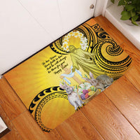 Polynesia Easter Day Rubber Doormat He Is Risen Lilium Longiflorum Polynesian Pattern LT14 Gold - Polynesian Pride
