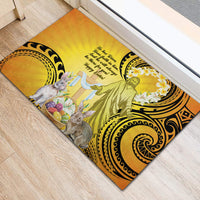 Polynesia Easter Day Rubber Doormat He Is Risen Lilium Longiflorum Polynesian Pattern LT14 - Polynesian Pride
