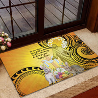 Polynesia Easter Day Rubber Doormat He Is Risen Lilium Longiflorum Polynesian Pattern LT14 - Polynesian Pride