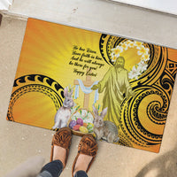 Polynesia Easter Day Rubber Doormat He Is Risen Lilium Longiflorum Polynesian Pattern LT14 - Polynesian Pride