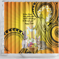 Polynesia Easter Day Shower Curtain He Is Risen Lilium Longiflorum Polynesian Pattern LT14 - Polynesian Pride