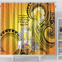 Polynesia Easter Day Shower Curtain He Is Risen Lilium Longiflorum Polynesian Pattern LT14 - Polynesian Pride