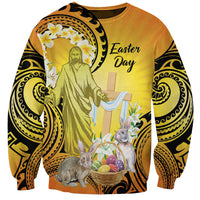 Polynesia Easter Day Sweatshirt He Is Risen Lilium Longiflorum Polynesian Pattern