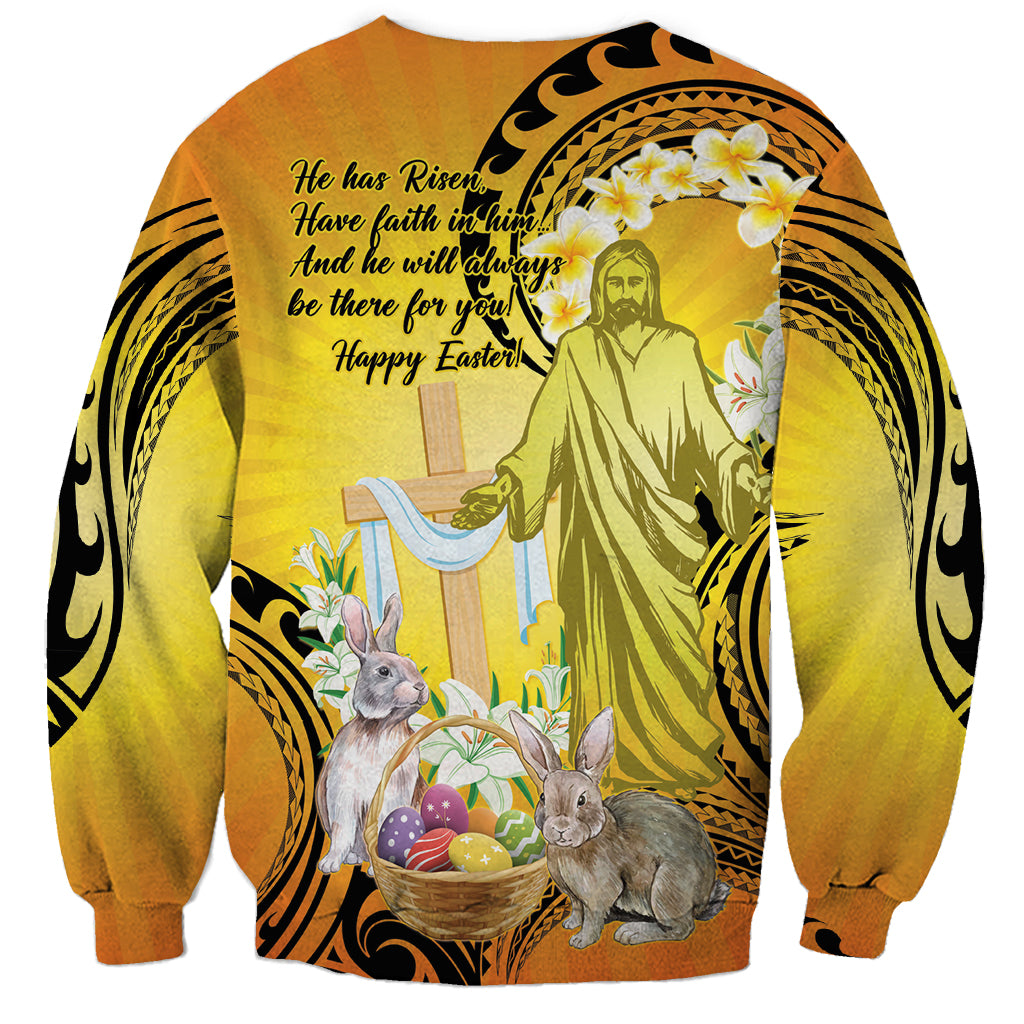 Polynesia Easter Day Sweatshirt He Is Risen Lilium Longiflorum Polynesian Pattern