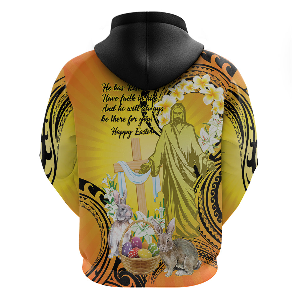 Polynesia Easter Day Zip Hoodie He Is Risen Lilium Longiflorum Polynesian Pattern