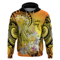 Polynesia Easter Day Zip Hoodie He Is Risen Lilium Longiflorum Polynesian Pattern