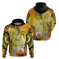 Polynesia Easter Day Zip Hoodie He Is Risen Lilium Longiflorum Polynesian Pattern