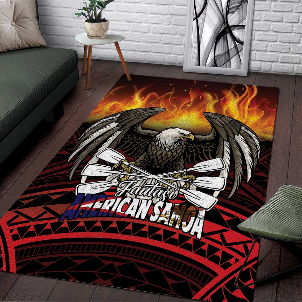 Fautasi Race Day American Samoa Area Rug Bald Eagle Polynesian Tattoo