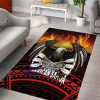 Fautasi Race Day American Samoa Area Rug Bald Eagle Polynesian Tattoo