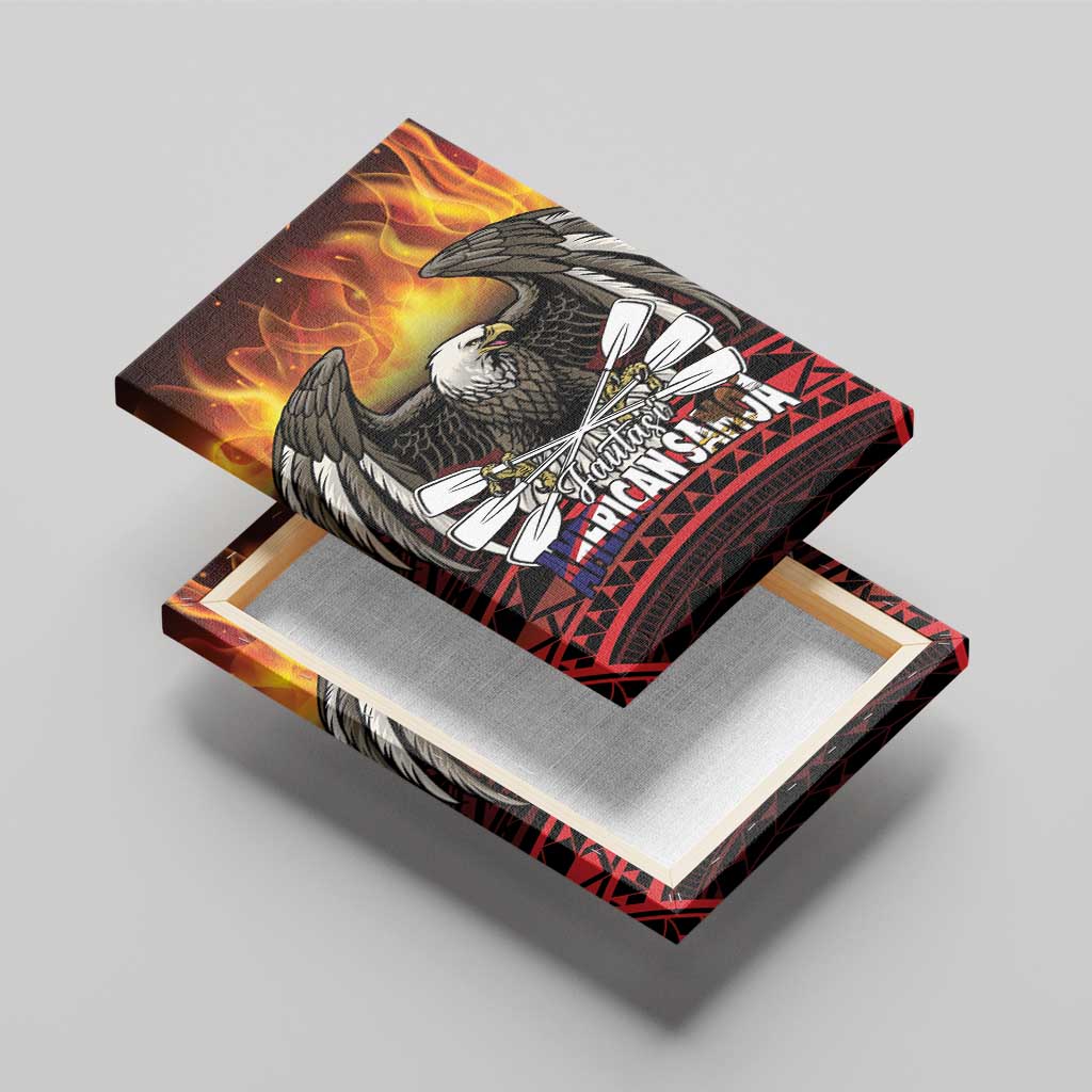 Fautasi Race Day American Samoa Canvas Wall Art Bald Eagle Polynesian Tattoo