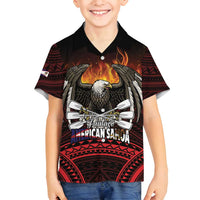 Fautasi Race Day American Samoa Family Matching Off Shoulder Maxi Dress and Hawaiian Shirt Bald Eagle Polynesian Tattoo