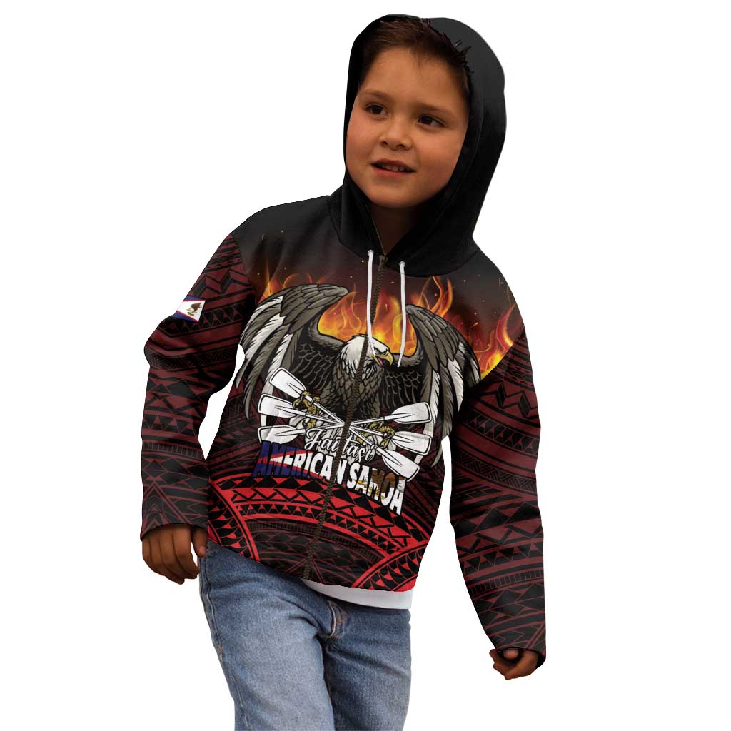 Fautasi Race Day American Samoa Kid Hoodie Bald Eagle Polynesian Tattoo