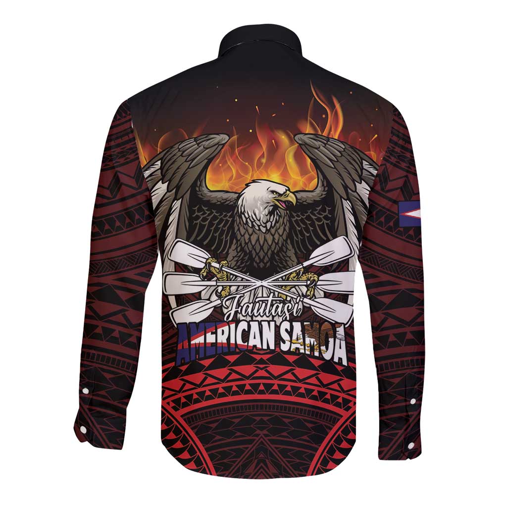 Fautasi Race Day American Samoa Long Sleeve Button Shirt Bald Eagle Polynesian Tattoo